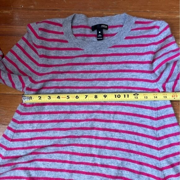 Pink and Grey Striped 100% Cashmere  Flares Sweater, Medium - Picture 3 of 5
